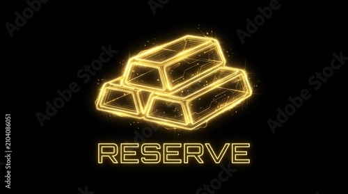 Digital Gold Reserve. Glowing Financial Asset on Black Background. Investment and Blockchain Concept.