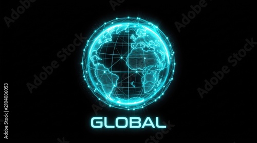 Futuristic Digital Global Network Connection. Technology, Data, and Communication Concept.
