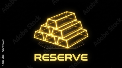 Digital Gold Bars Reserve. Futuristic Financial Asset and Investment Concept.