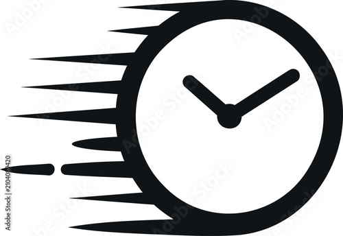 Fast time concept clock with speed lines illustration