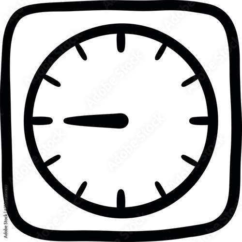 Hand drawn bathroom scale icon simple black and white illustration