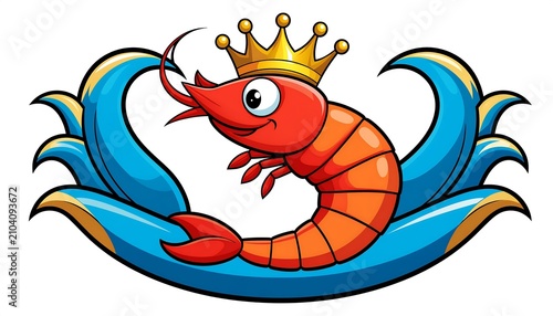 Vibrant cartoon lobster character with expressive face.