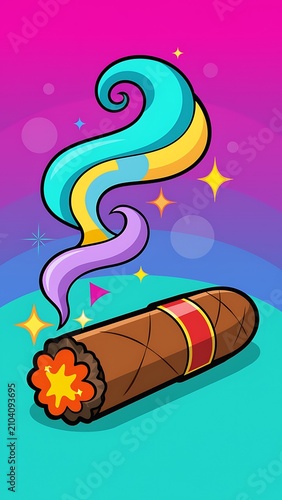 Vibrant cartoon snail with colorful spiral shell on gradient background.