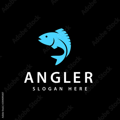 Blue fish jump modern logo design vector