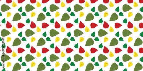 Colorful leaf pattern on a white background displays a repeating botanical arrangement autumn branch color