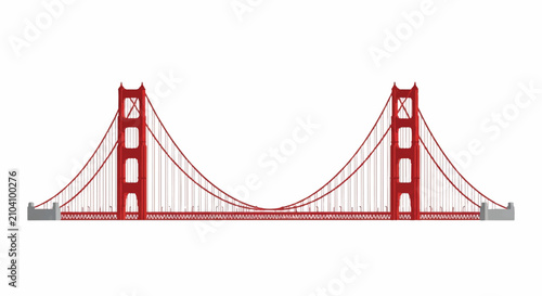Red suspension bridge landmark icon