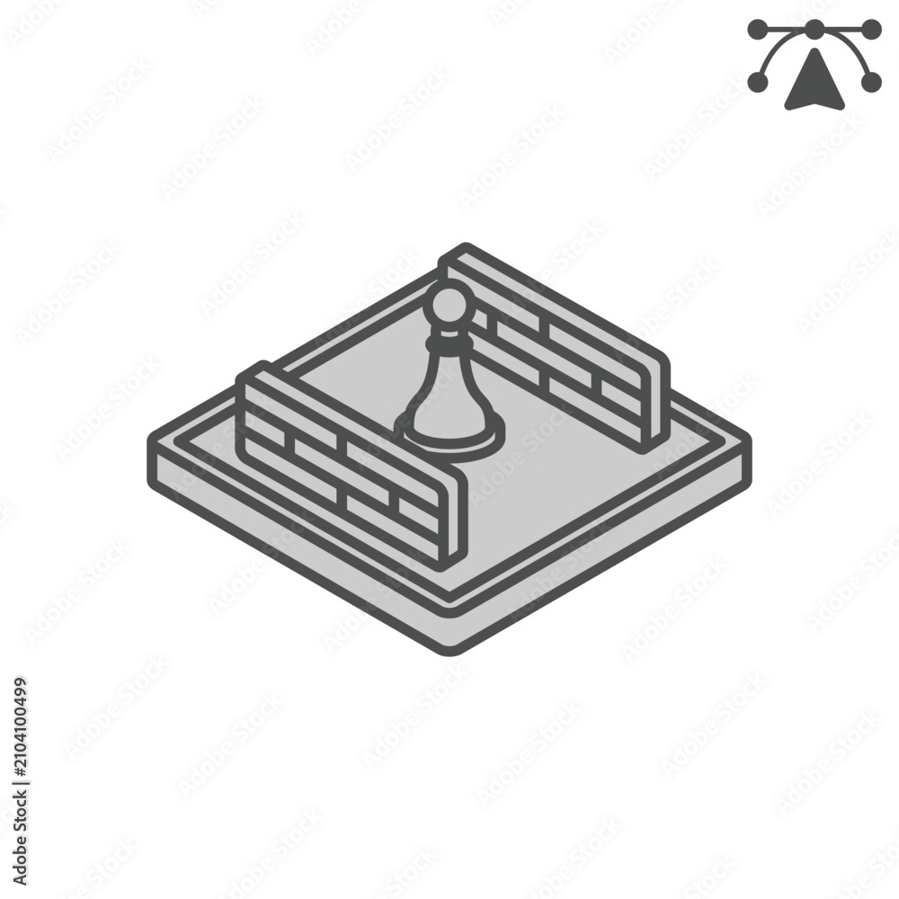 Fotografie Chess piece blockade isometric icon, chess game concept