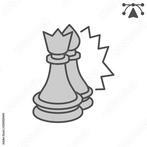 Εκτύπωση καμβά Chess piece sacrifice isometric icon, chess game concept