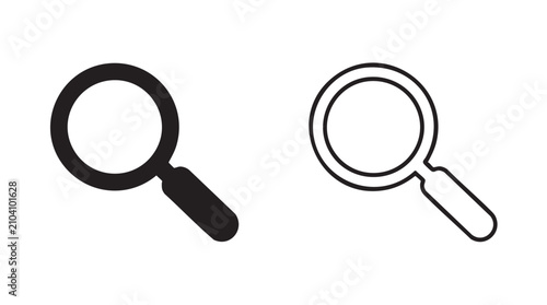 Konstfotografi magnifying glass silhouette witn line art vector icon for research