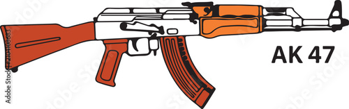 Brown Black AK 47 Rifle Gun Vector Illustration Icon Design