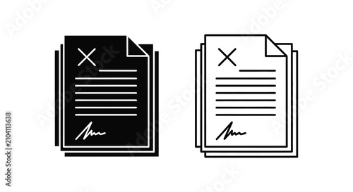 Document stack silhouette paper signature cross line