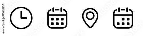 Konstfotografi Time address and date icon set vector