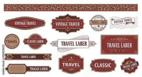Vintage Travel Labels and Badges Collection - Retro Stamp Design