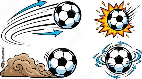 Obraz na plátne Dynamic soccer ball flying in mid-air during powerful kick