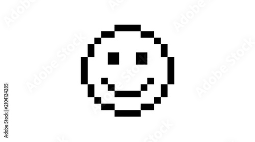 Pixelated smiley face on white background