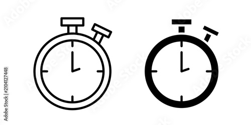 Cuadro en lienzo Stop Watch Icon represents accurate time measurement, scheduling, and performance tracking with an editable outline vector illustration