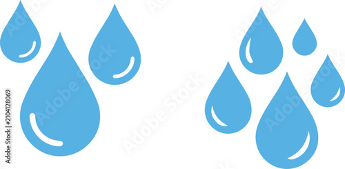 Water drop icon design set featuring solid and outline styles, editable stroke vector elements, water and fluid nature symbols. water drop icon set, liquid raindrops symbol stock vector, Blue teardrop