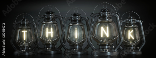 Foto Think - Vintage Kerosene Lanterns - 3d illustration