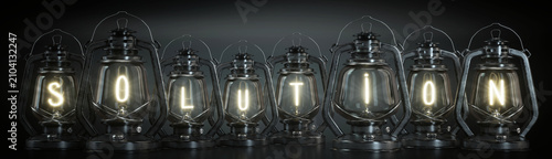 Fotografie Solution - Vintage Kerosene Lanterns - 3d illustration