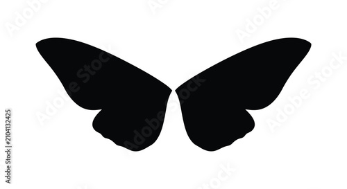 Schilderij op canvas Butterfly Shape In Black Silhouette Against White Background insect lepidoptera