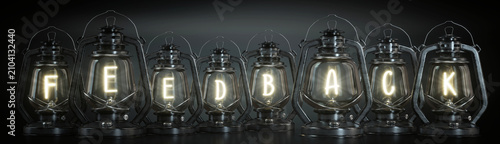 Obraz na płótnie Feedback - Vintage Kerosene Lanterns - 3d illustration