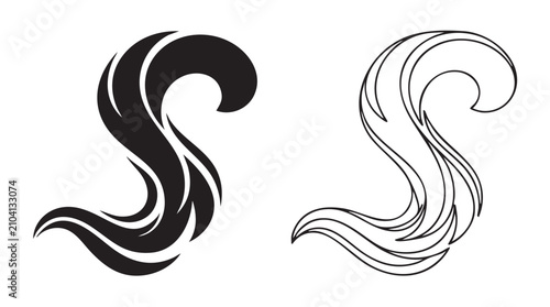 Konstfotografi silhouette with line art vector icon of abstract wave pattern