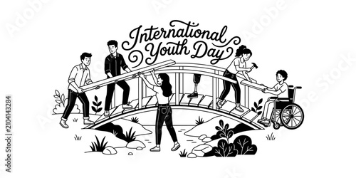 Tablou pe pânză International youth day illustration building bridges for inclusive futures
