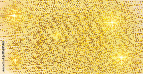 Schilderij op canvas Elegant Golden Glittering Background Featuring Shimmering Dust Particles and Lum