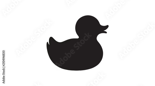 Solid Rubber Duck Bath Toy Silhouette Vector Illustration Isolated on White Background