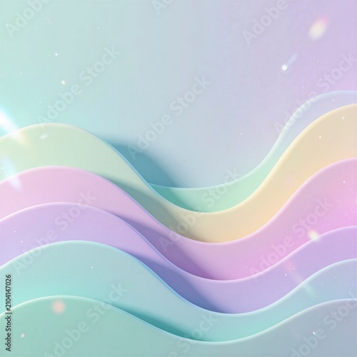 Calm abstract design with wavy pastel forms