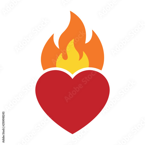 Принти на полотні Heart on fire symbol burning passion love desire emotion icon