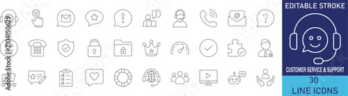 Photos Customer service and tech support helpdesk communication line icon set