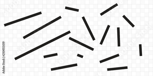 Bild auf Leinwand Black abstract geometric scattered line pattern vector isolated on transparent background
