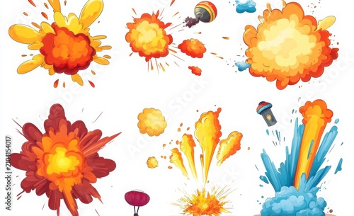 Cartoon Explosion And Water Splash Illustration