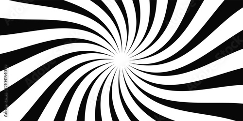 Foto Abstract black and white hypnotic spiral background with radial wavy lines