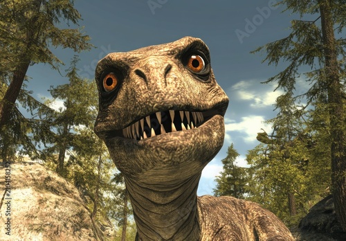 Close Up View Of A Baby Prehistoric Creature In A Lush Forest