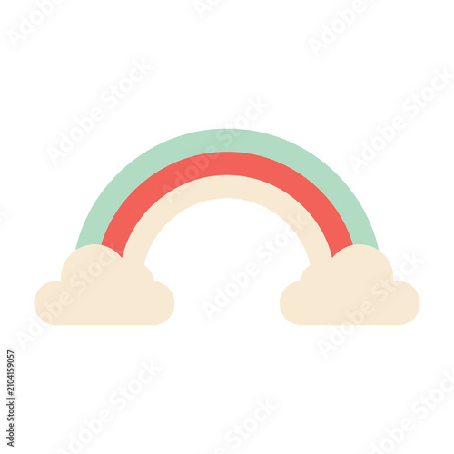 Colorful rainbow with clouds symbolizing hope and happiness in the sky