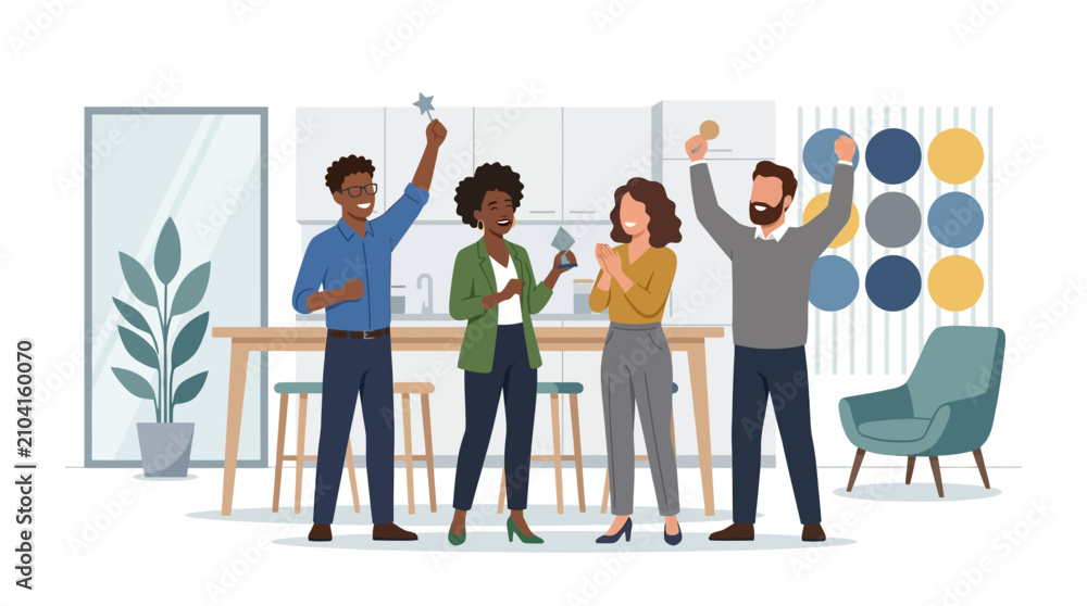 Obraz premium People Celebrating With Hands Raised.