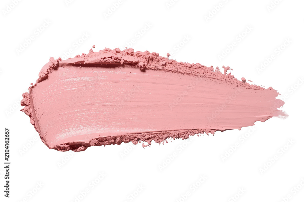 Fototapeta premium Pink cream blush swatching texture with cosmetic makeup smudge, beauty product sample on transparent background