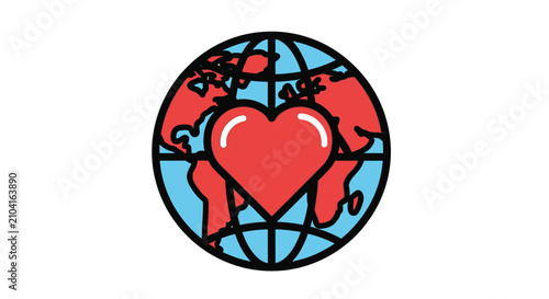 Konstfotografi Globe with heart symbol on map 1.