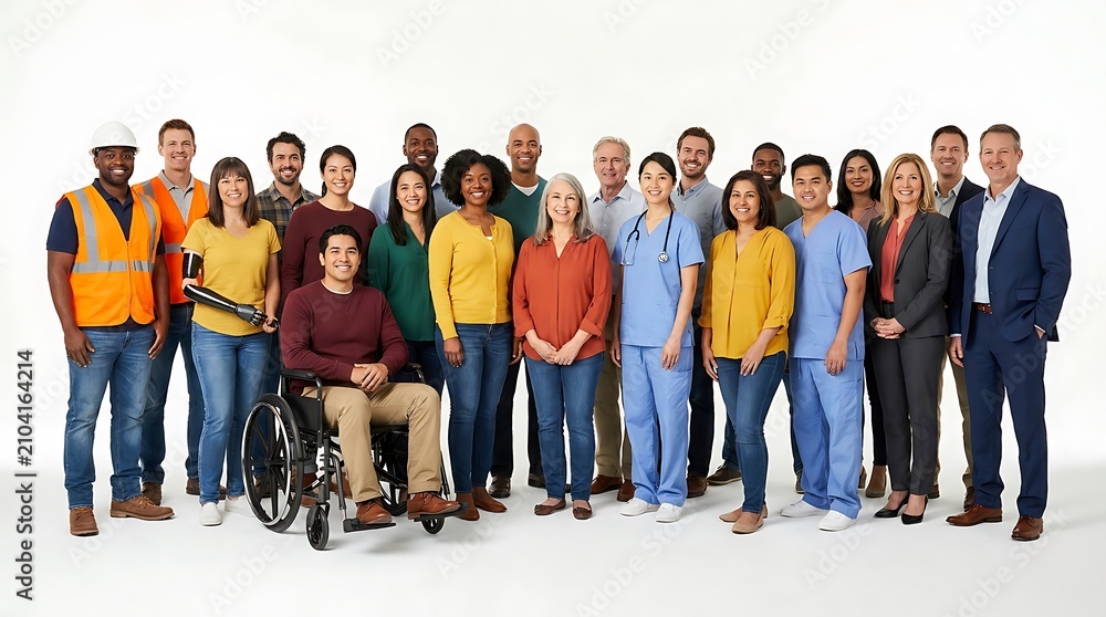 Obraz premium Diverse group of people standing together isolated on white background