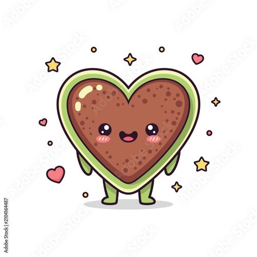 Konstfotografi Cute heart shaped food cartoon character.