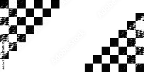 Fotografía Grunge race flag background, car rally or motocross finish flag with vector checker pattern