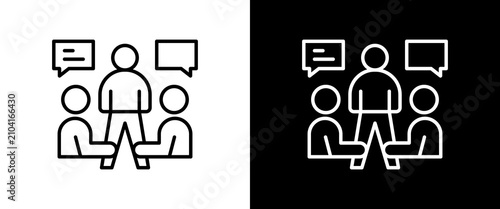 Discussion white and black icon set design