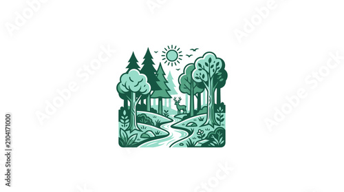 Fotografía Trees and forest landscape illustration.