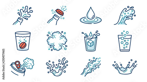 Canvastavla Water Droplets and Splashes Illustration.