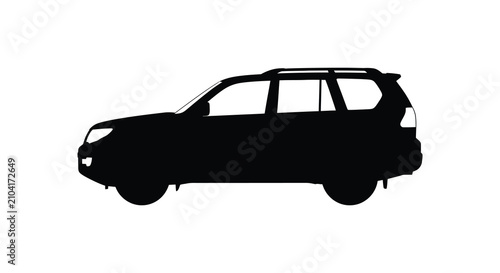 Sport utility Vehicle Silhouette Against A White Background Minimalist Design Silhouette