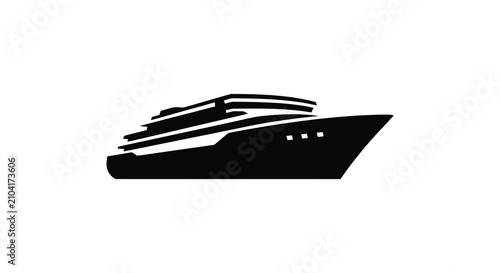Фотография Ocean liner silhouette against a white background a dark shape depiction