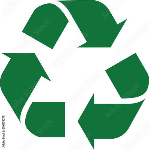 Ecology and green recycling icons set, universal recycling symbol and triangular arrow loop for environmental sustainability