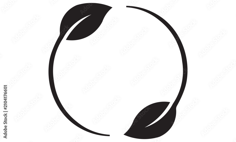 Fototapeta premium Minimalist Eco Leaf Circle Symbol Icon